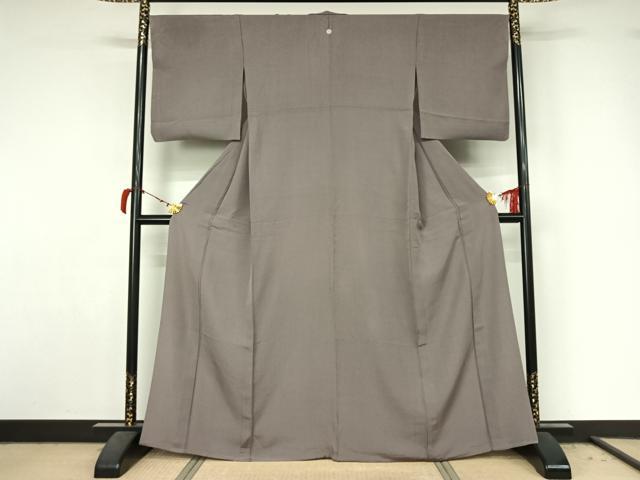 平和屋着物▽江戸小紋　単衣　万筋　薄柿色×羊羹色　正絹　逸品　AABL9084jh