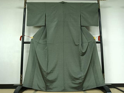 平和屋着物▽本塩沢　やまだ織　単衣　霞文　正絹　逸品　AABL9088jh