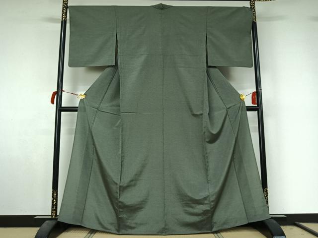 平和屋着物▽本塩沢　やまだ織　単衣　霞文　正絹　逸品　AABL9088jh
