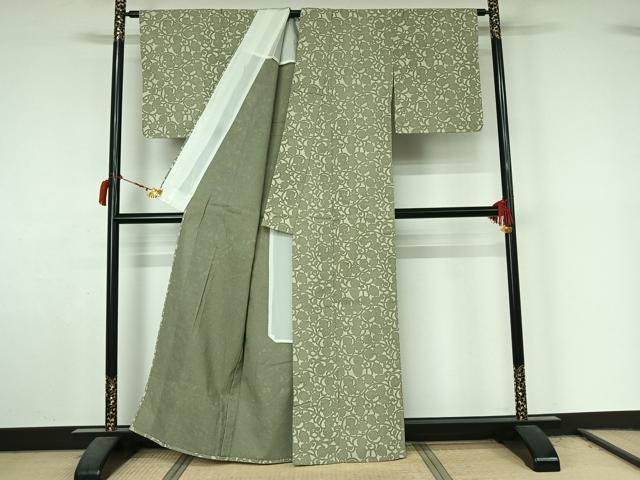 平和屋着物▽小紋　単衣　唐草文　未使用　AABL9089jh