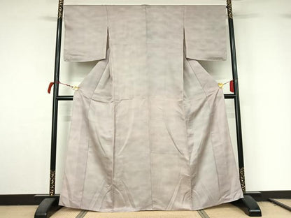 平和屋着物▽上質な小紋　単衣　霞文　銀通し地　正絹　逸品　AABL9091jh