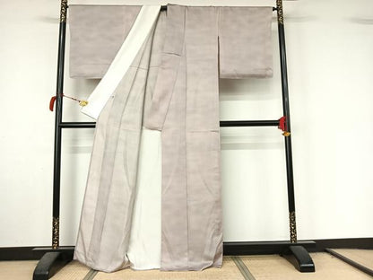 平和屋着物▽上質な小紋　単衣　霞文　銀通し地　正絹　逸品　AABL9091jh