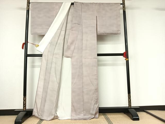 平和屋着物▽上質な小紋　単衣　霞文　銀通し地　正絹　逸品　AABL9091jh