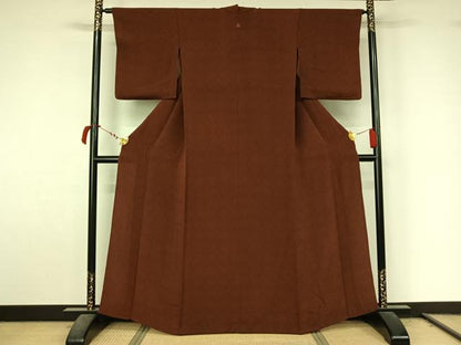平和屋着物▽上質な小紋　単衣　霞文　鬼しぼ縮緬　正絹　逸品　AABL9092jh