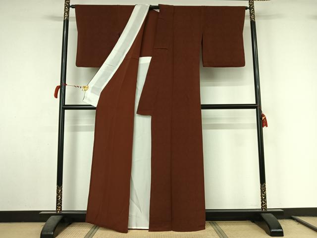 平和屋着物▽上質な小紋　単衣　霞文　鬼しぼ縮緬　正絹　逸品　AABL9092jh