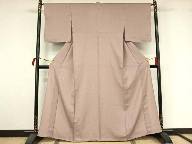 平和屋着物▽色無地　単衣　薄柿色　洗える着物　AABL9093jh