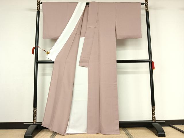 平和屋着物▽色無地　単衣　薄柿色　洗える着物　AABL9093jh