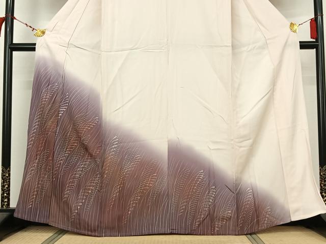 平和屋着物▽訪問着　単衣　薄　ろうけつ染め　暈し染め　正絹　逸品　AABL9097jh