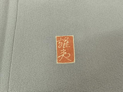 平和屋着物▽本加賀友禅作家　岡崎重雄　訪問着　単衣　草花文　暈し染め　正絹　逸品　AABL9099jh