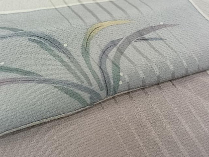 平和屋着物▽上質な小紋　単衣　草葉文　正絹　逸品　AABL9102jh