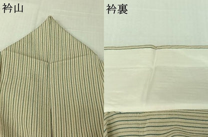 平和屋着物▽信州紬　単衣　縞　小岩井紬工房　証紙付き　正絹　逸品　AABL9105jh