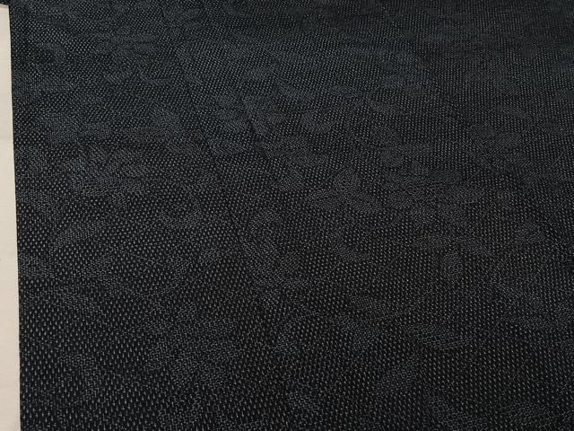 平和屋着物▽本塩沢　単衣　110亀甲　草花文　正絹　逸品　AABL9112jh
