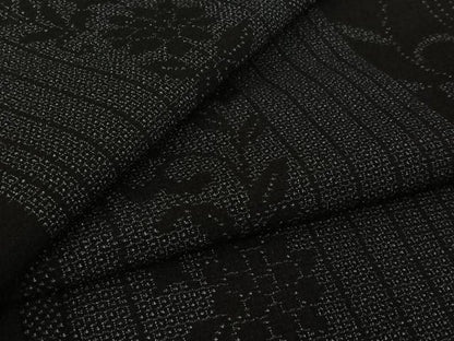 平和屋着物▽本塩沢　単衣　110亀甲　花間道　正絹　逸品　未使用　AABL9117jh