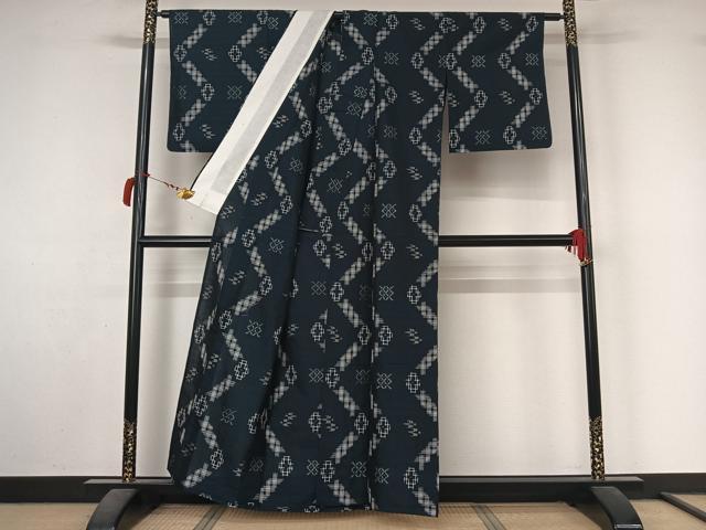 平和屋着物▽小紋　単衣　琉球絣文様　AABL9119jh