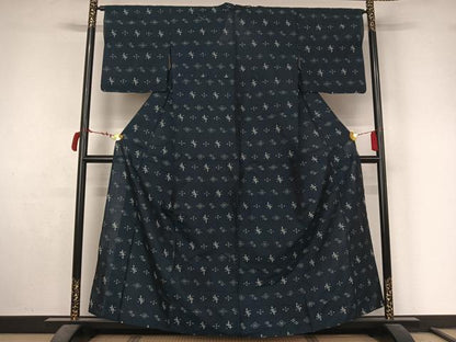平和屋着物▽小紋　単衣　琉球絣文様　AABL9120jh