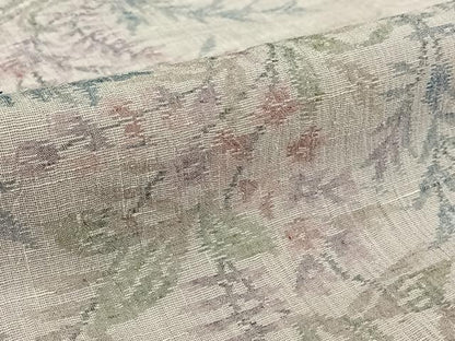 平和屋着物▽小千谷紬　単衣　草花文　正絹　逸品　AABL9121jh
