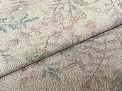 平和屋着物▽小千谷紬　単衣　草花文　正絹　逸品　AABL9121jh