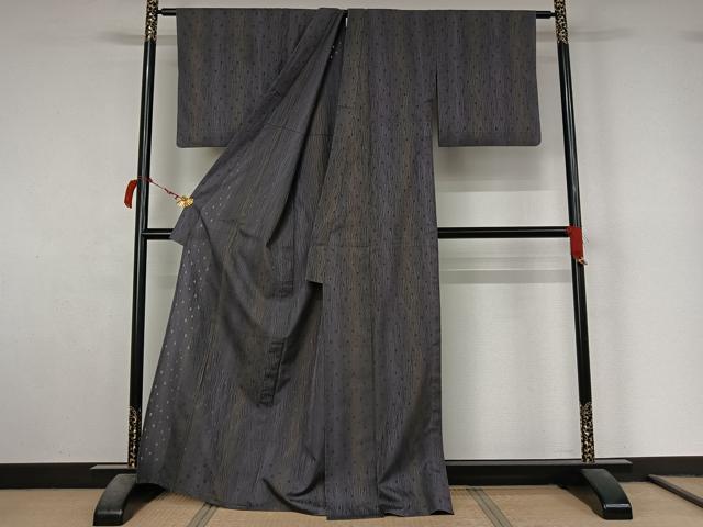 平和屋着物▽上質な小紋　単衣　捩り織　霞文　暈し染め　正絹　逸品　AABL9125jh