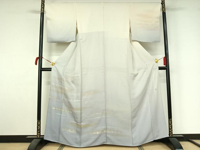 平和屋着物▽人間国宝　福田喜三郎　訪問着　単衣　作家物　霞文　暈し染め　正絹　逸品　AABL9129jh