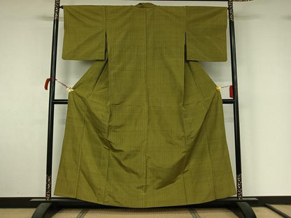 平和屋着物▽上質な紬　単衣　縞　正絹　逸品　AABL9130jh