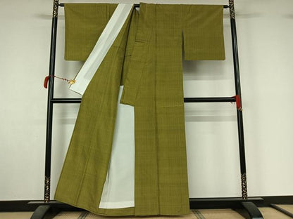 平和屋着物▽上質な紬　単衣　縞　正絹　逸品　AABL9130jh