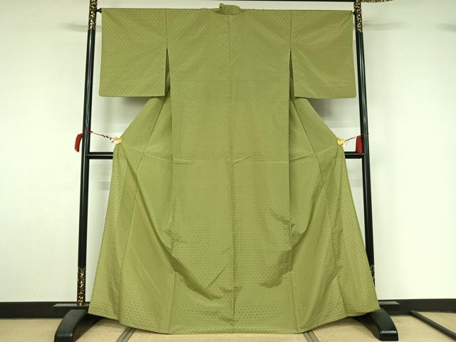 平和屋着物▽上質な小紋　単衣　捩り織　縞　正絹　逸品　AABL9131jh