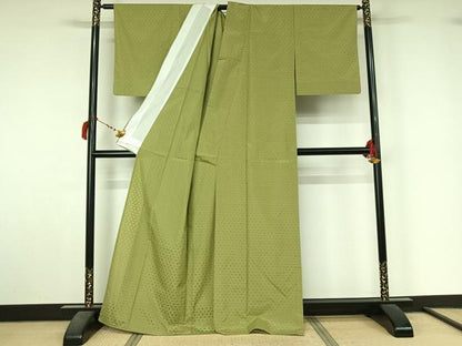 平和屋着物▽上質な小紋　単衣　捩り織　縞　正絹　逸品　AABL9131jh