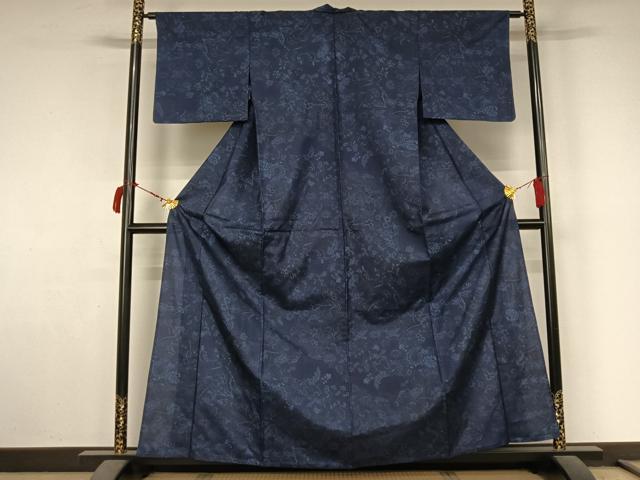 平和屋着物▽小紋　単衣　更紗花文　AABL9133jh