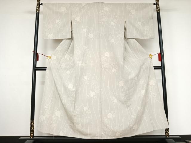 平和屋着物▽本塩沢　単衣　110亀甲　唐草文　正絹　逸品　AABL9137jh