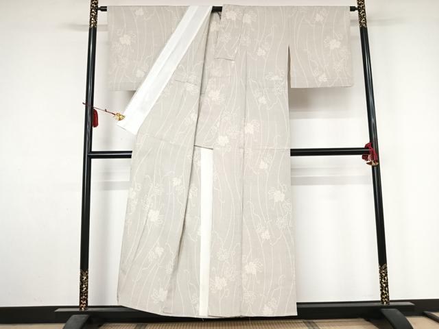 平和屋着物▽本塩沢　単衣　110亀甲　唐草文　正絹　逸品　AABL9137jh
