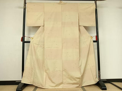 平和屋着物▽上質な紬　単衣　舞花文　正絹　逸品　AABL9147jh