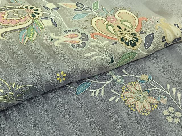 平和屋着物▽訪問着　単衣　作家物　更紗花文　暈し染め　金彩　正絹　逸品　AABL9150jh