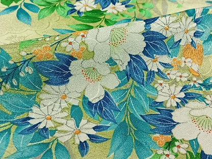 平和屋着物▽小紋　単衣　花鳥文　洗える着物　AABL9154jh
