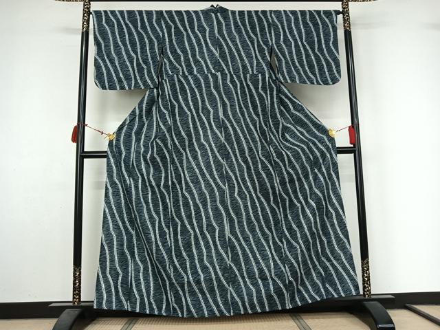平和屋着物▽小紋　単衣　変わり斜縞　暈し染め　洗える着物　AABL9158jh