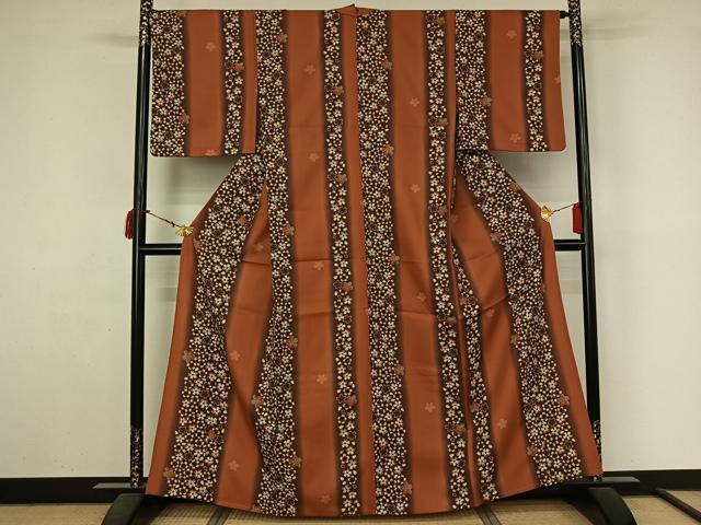 平和屋着物▽小紋　単衣　舞桜間道　洗える着物　未使用　AABL9159jh