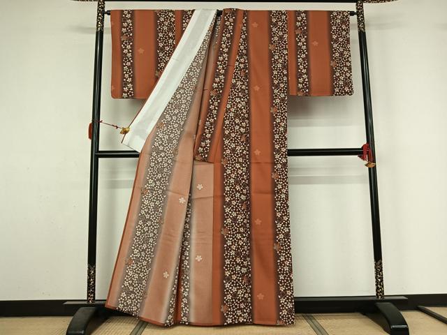 平和屋着物▽小紋　単衣　舞桜間道　洗える着物　未使用　AABL9159jh