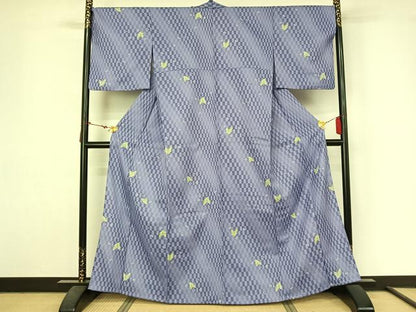 平和屋着物▽小紋　単衣　舞蝶文　洗える着物　AABL9160jh