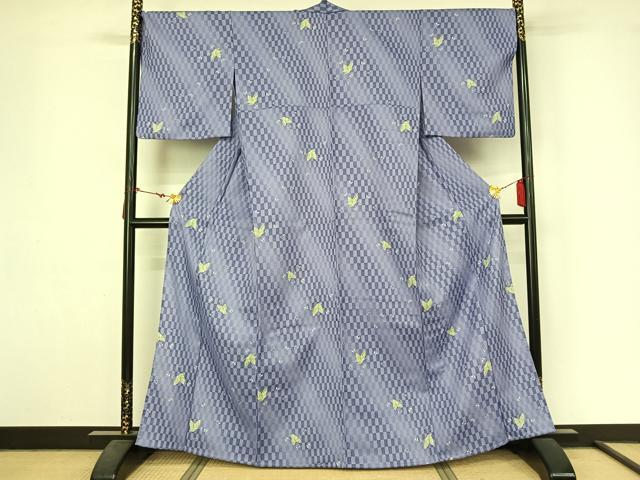 平和屋着物▽小紋　単衣　舞蝶文　洗える着物　AABL9160jh