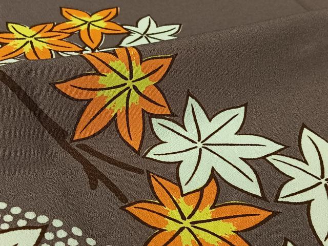 平和屋着物▽訪問着　単衣　楓文　洗える着物　AABL9161jh
