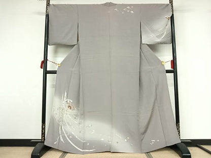 平和屋着物▽訪問着　単衣　地紙吉祥花文　暈し染め　金彩　正絹　逸品　AABL9165jh