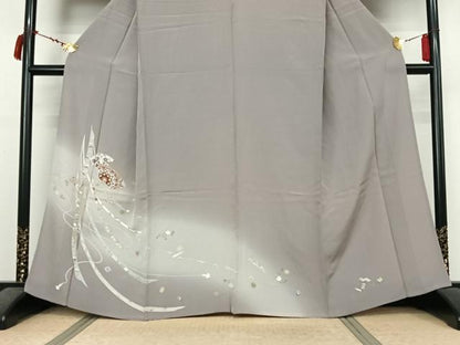 平和屋着物▽訪問着　単衣　地紙吉祥花文　暈し染め　金彩　正絹　逸品　AABL9165jh