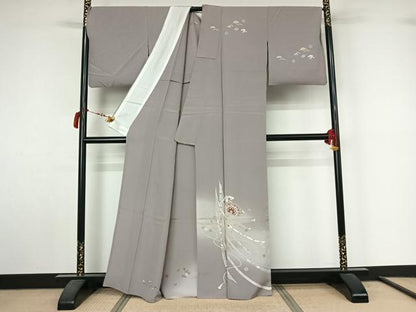 平和屋着物▽訪問着　単衣　地紙吉祥花文　暈し染め　金彩　正絹　逸品　AABL9165jh