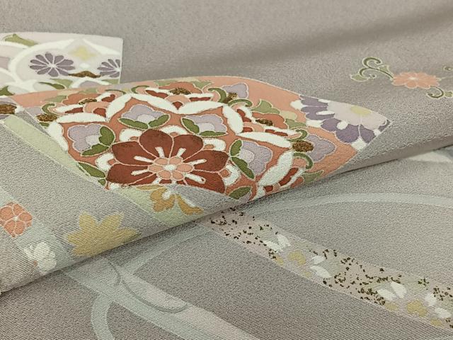 平和屋着物▽訪問着　単衣　地紙吉祥花文　暈し染め　金彩　正絹　逸品　AABL9165jh