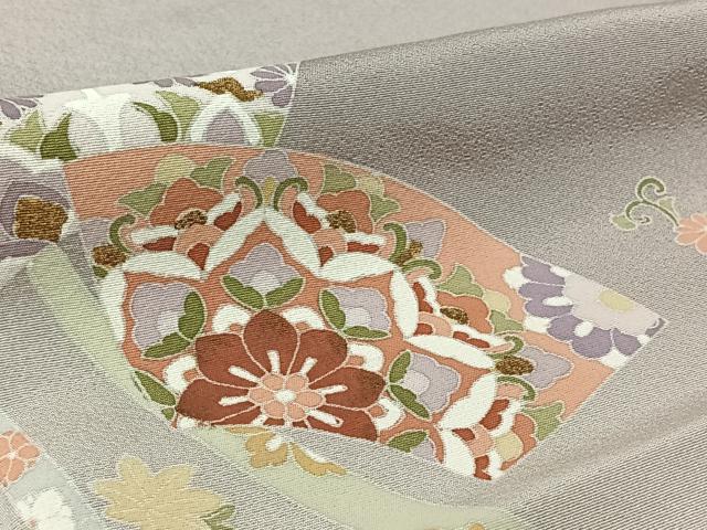 平和屋着物▽訪問着　単衣　地紙吉祥花文　暈し染め　金彩　正絹　逸品　AABL9165jh
