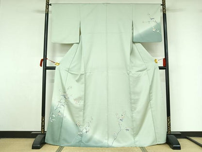 平和屋着物▽訪問着　単衣　枝花文　金彩　洗える着物　AABL9166jh