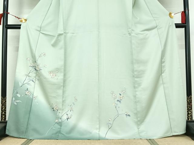 平和屋着物▽訪問着　単衣　枝花文　金彩　洗える着物　AABL9166jh