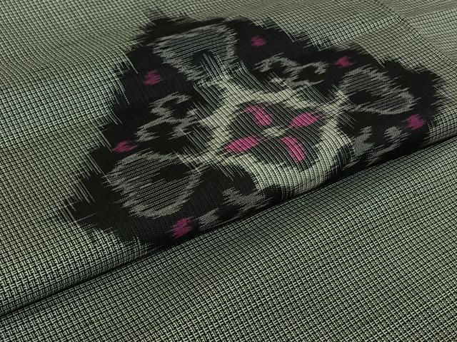 平和屋着物▽上質な紬　単衣　花菱文　正絹　逸品　AABL9170jh