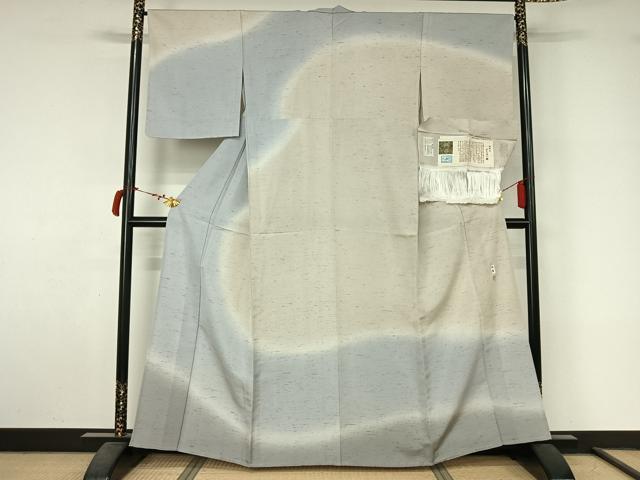 平和屋着物▽伝統工芸士　谷口邦彦　ぜんまい紬　訪問着　単衣　霞文　暈し染め　証紙付き　正絹　逸品　AABL9173jh