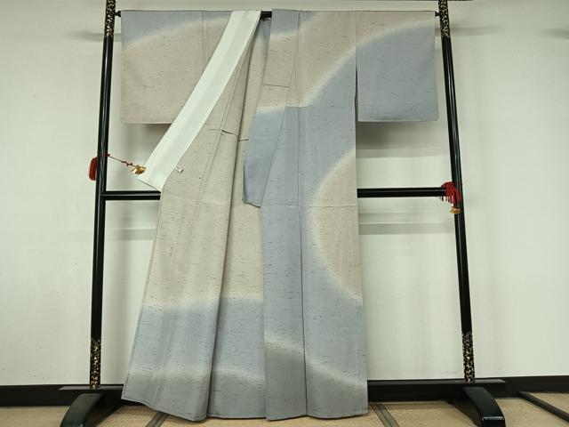 平和屋着物▽伝統工芸士　谷口邦彦　ぜんまい紬　訪問着　単衣　霞文　暈し染め　証紙付き　正絹　逸品　AABL9173jh