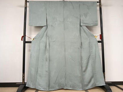 平和屋着物▽上質な色無地　単衣　樹林地紋　秘色色　正絹　逸品　AABL9175jh